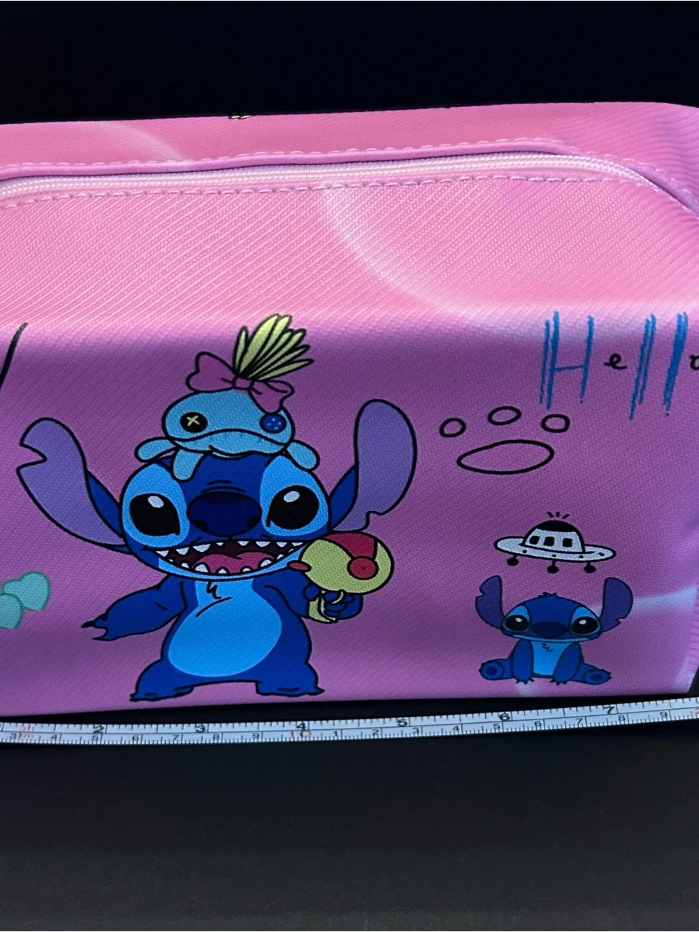 Stitch Blue Pink & White Design Zipper School Supplies or Cosmetic Pouch Zip Bag